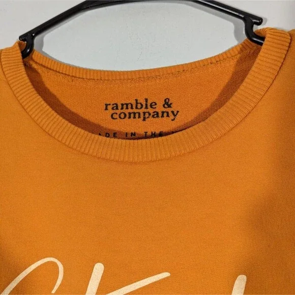 Ramble & Company Stick Together Mustard Graphic Sweatshirt Women Size M - Picture 5 of 8